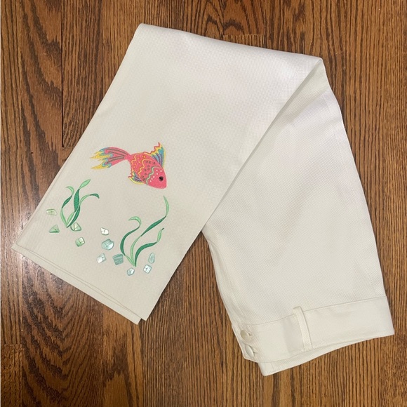 Jade Melody Tam White Capri Beaded Fish Pant Size 6 - Picture 1 of 10